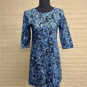 Tyler Boe Black and Blue Conch Shell Print Dress or Tunic, Size S